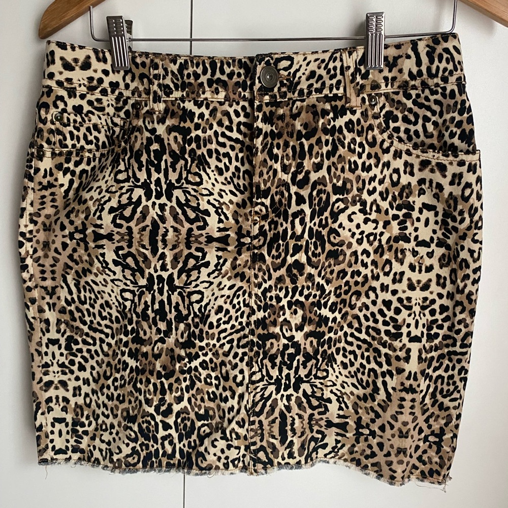 Leopard Print Jean Mini Skirt